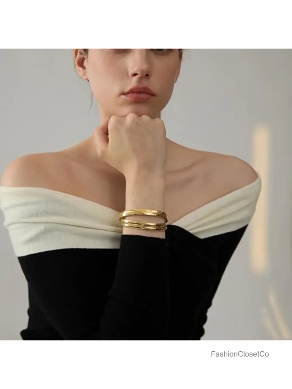 18K Gold/Silver Plated Stainless Steel Waterproof Bangle Bracelets for Small